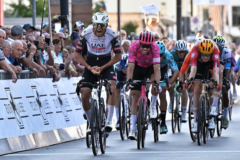PESCARA, ITALY - SEPTEMBER 14: Isaac Del Toro of Mexico and UAE Team Emirates - XRG celebrates at finish line as race winner during the 77th Trofeo Matteotti 2025 a 195km one day race from Pescara to Pescara on September 14, 2025 in Pescara, Italy. 