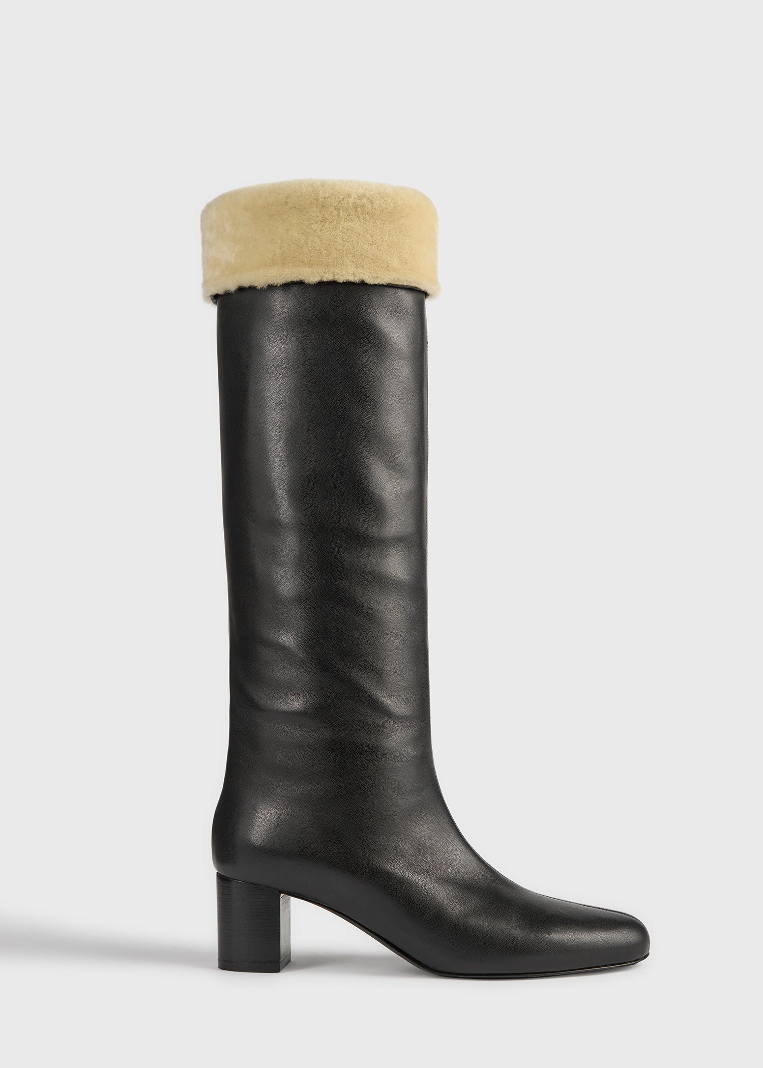 Downtown Shearling Knee-High Boots Black/beige