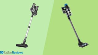 Proscenic P11 and P12 vacuum cleaners on green TTR VS background