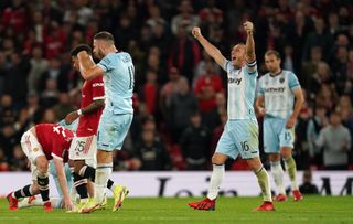 Mark Noble (right) celebrates the win