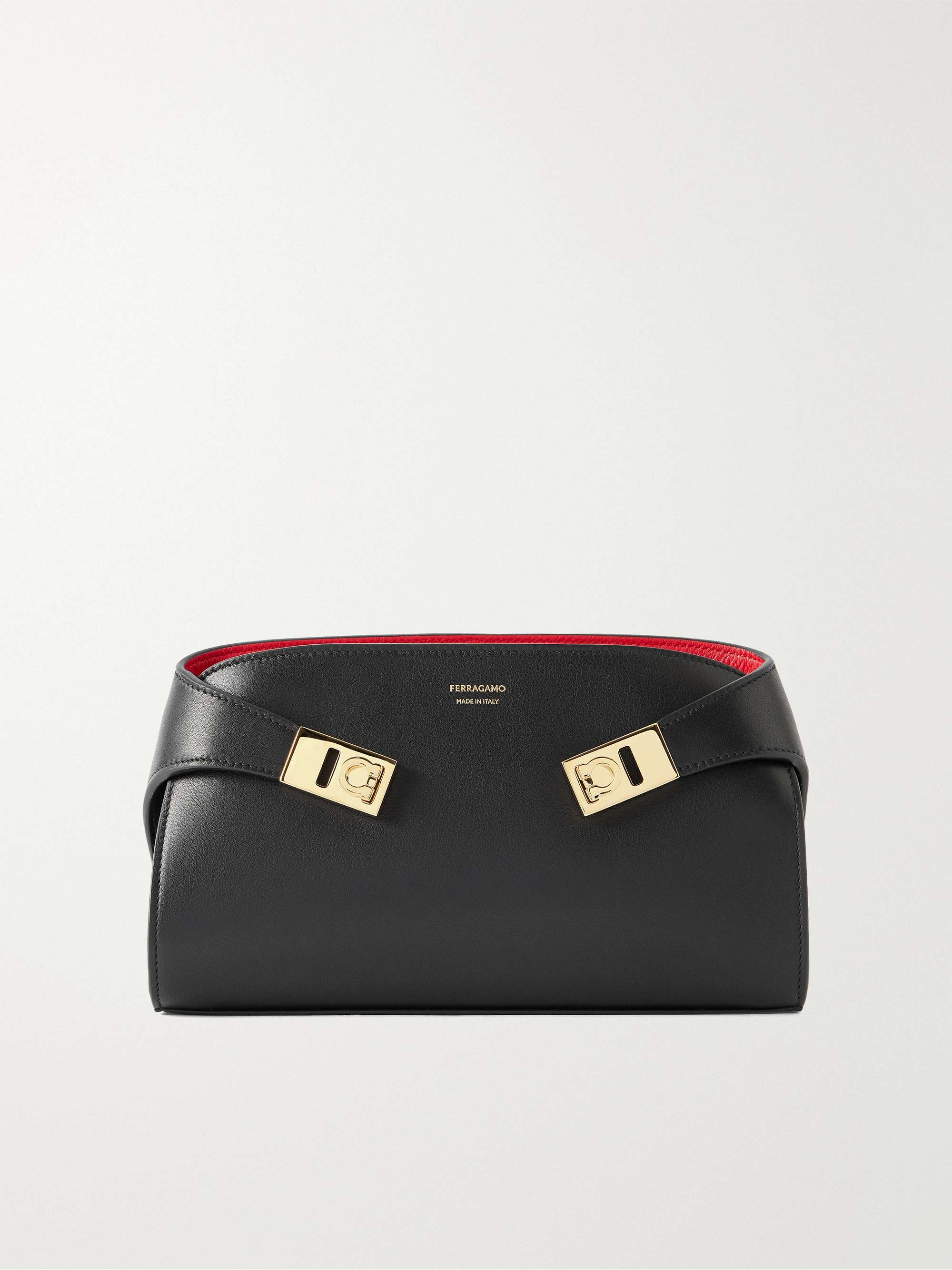 Hug Embellished Textured-Leather Shoulder Bag