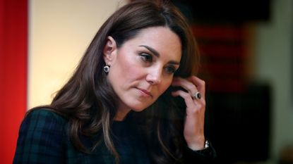 Catherine, Duchess of Cambridge, known as the Duchess of Strathearn when in Scotland visits Dundee to officially open the V&A Dundee on January 29, 2019 in Dundee, Scotland.