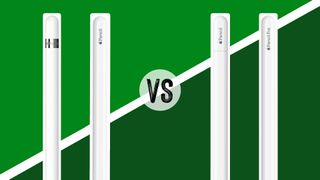 Apple Pencil 2 vs Apple Pencil 1 vs Apple Pencil USB-C vs Apple Pencil Pro all on a green background