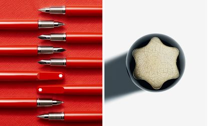 Left, (Montblanc M) RED collection in collaboration with the (RED) foundation