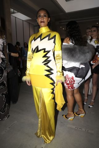 Tracee Ellis Ross backstage at Milan Fashion Week before walking in the Marni show