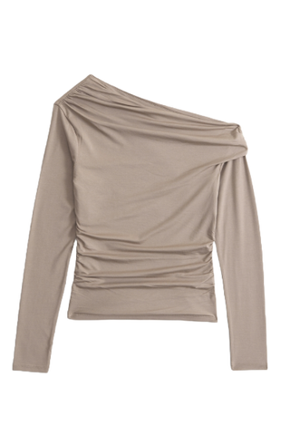 Abercrombie Long-Sleeve Off-The-Shoulder Draped Top (Was $50) 