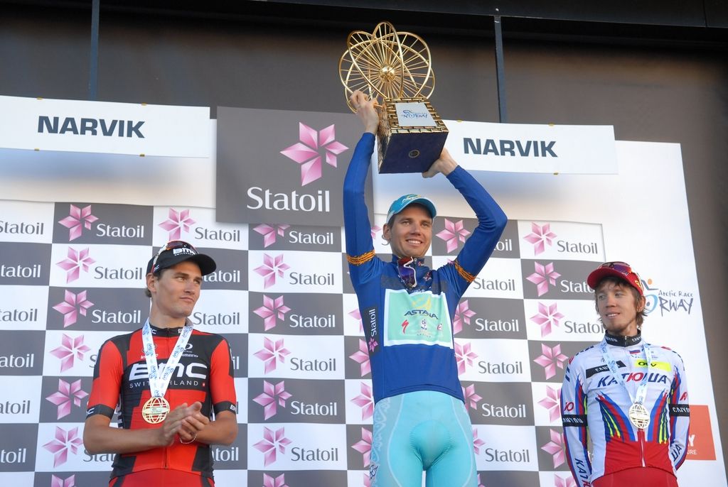 Rein Taaram&auml;e (Astana) on the top step of the podium