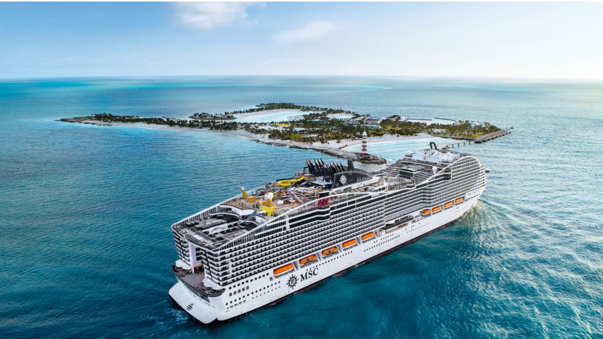 MSC World America cruise ship at Ocean Cay