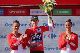 Michal Kwiatkowski (Sky) in the red jersey at the 2016 Vuelta a Espana.