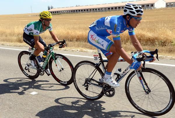 The two-man breakaway Jose Vicente Toribio Alcolea (Andalucia) and Aitor Galdos Alonso (Caja Rural)