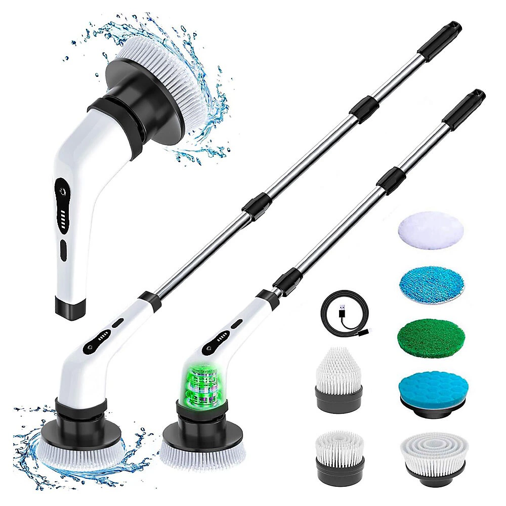 Cordless Electric Cleaning Brush with 9 Replaceable Brush Heads, Shower Cleaning Tool 360 Rotating Power