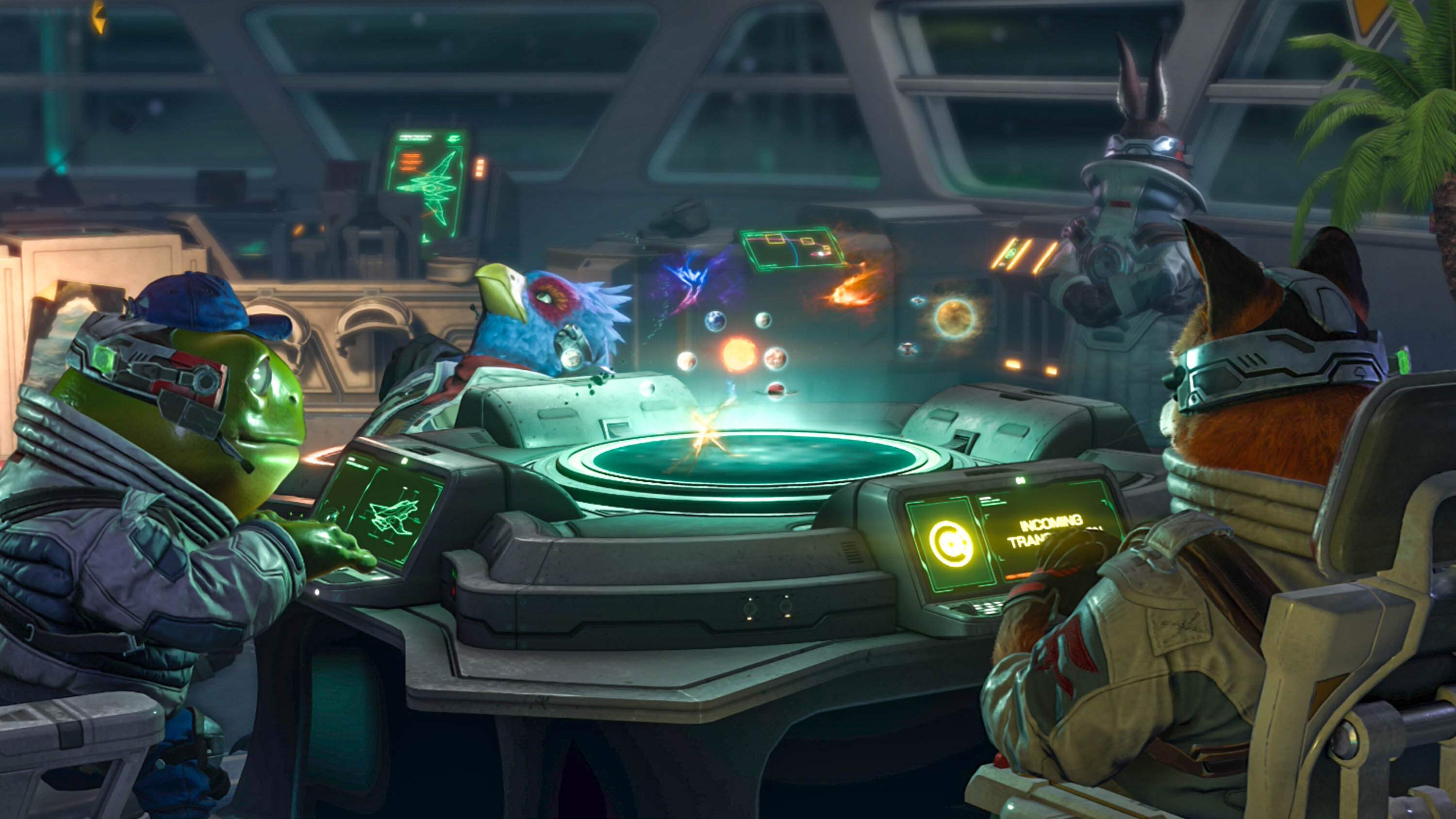The Star Fox crew sitting around a table in Star Fox on the Nintendo Switch 2
