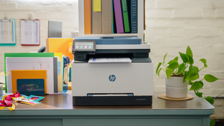 HP LaserJet Pro 3000 on modern office desk