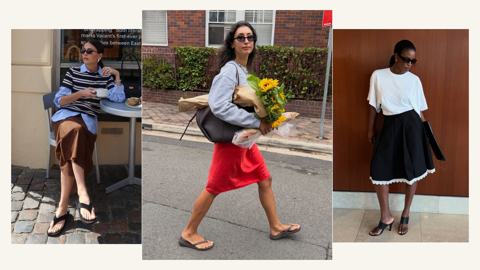 Collage of influencers wearing spring skirts