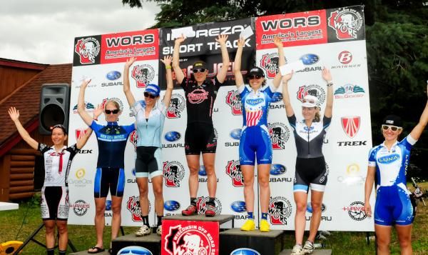 The elite women's podium was topped off by Katie Compton (Planet Bike).