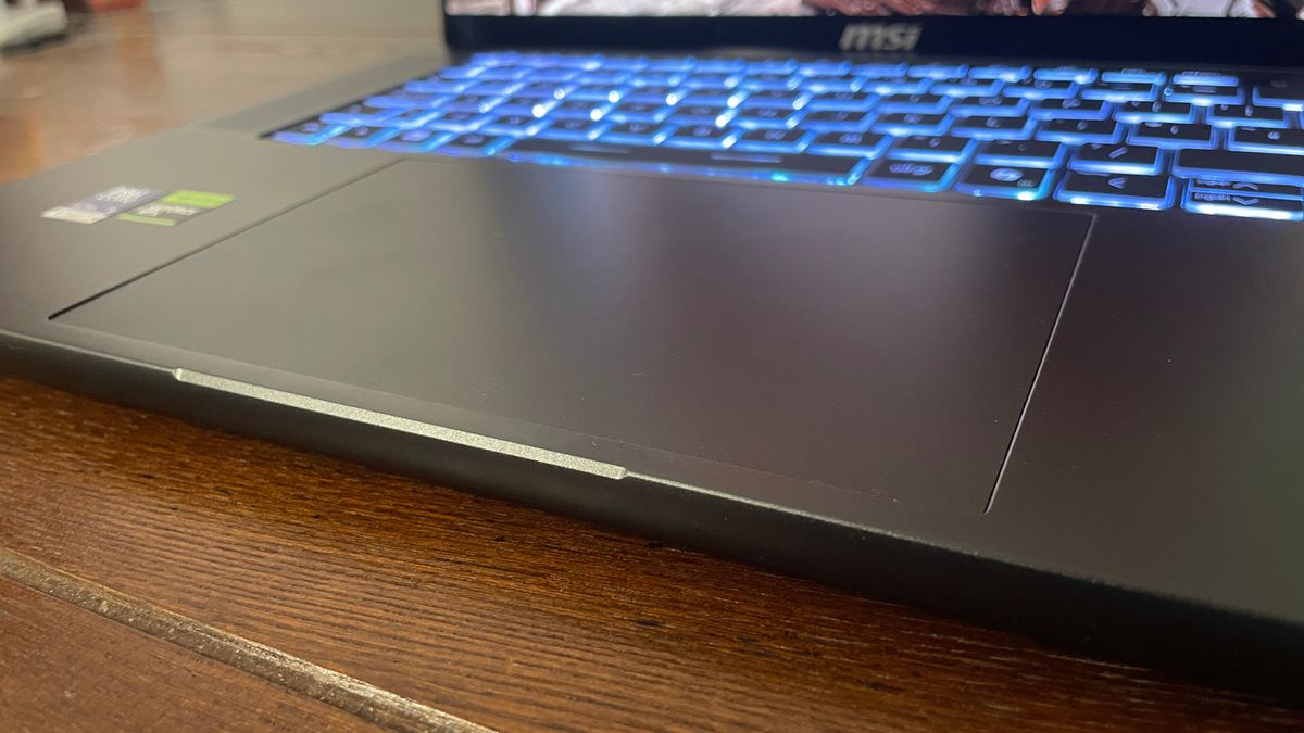 An MSI Stealth 16 AI+ gaming laptop with RTX 5080 mobile (125 W).