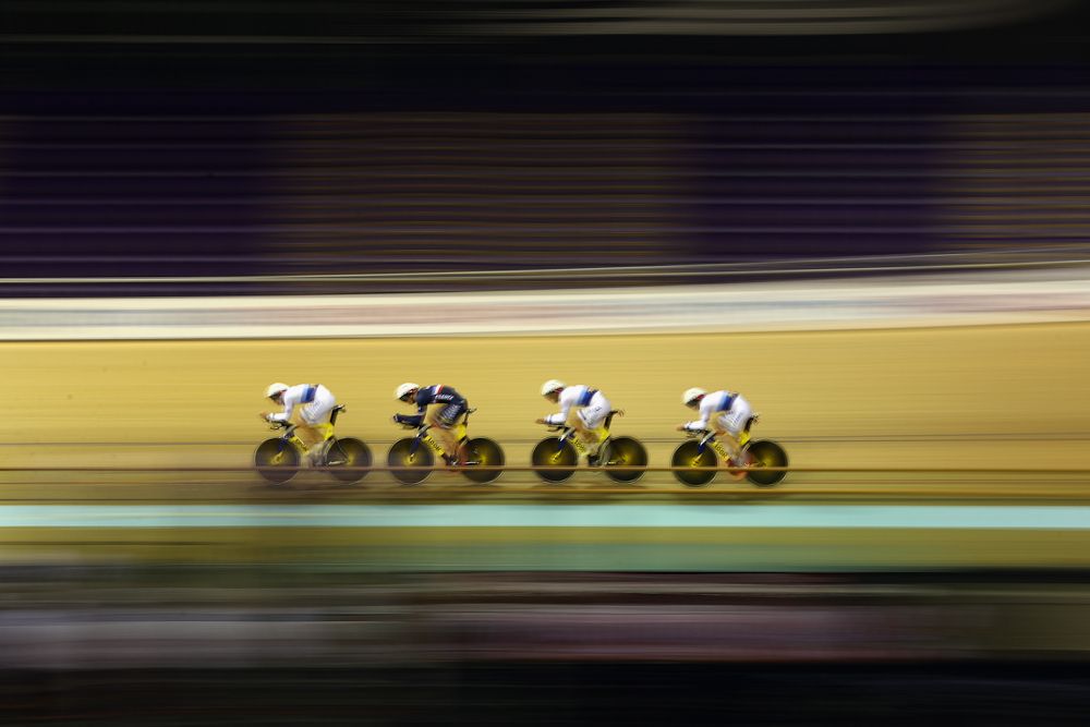 Benjamin Thomas, Sylvain Chavanel, Corentin Ermenault, Adrien Garel of France ride in the Men's Team Pursuit