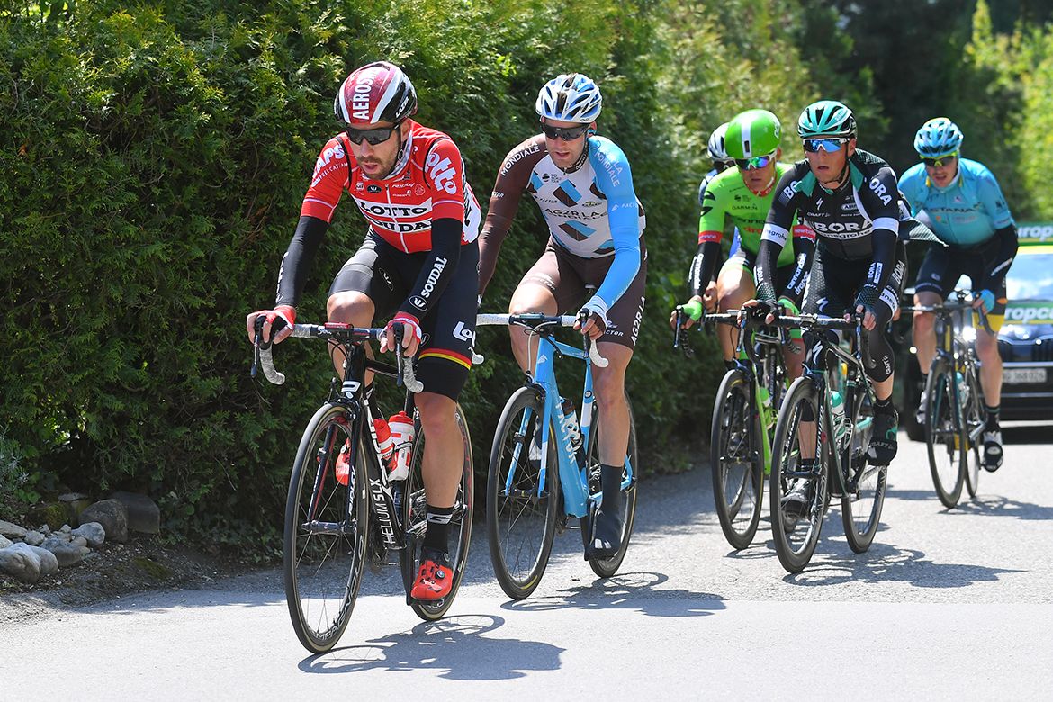 Thomas De Gendt leads the breakers in stage 3 of the Tour de Romandie