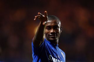 Salomon Kalou of Chelsea celebrates scoring the first goal during the Carling Cup 4th Round match between Chelsea and Bolton Wanderers at Stamford Bridge on October 28, 2009 in London, England.