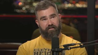 A screenshot of Jason Kelce on his podcast New Heights. 