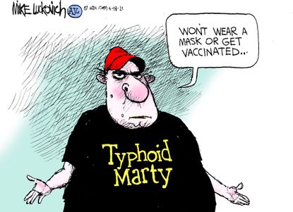 Editorial Cartoon U.S. covid anti vaxxers masks typhoid mary
