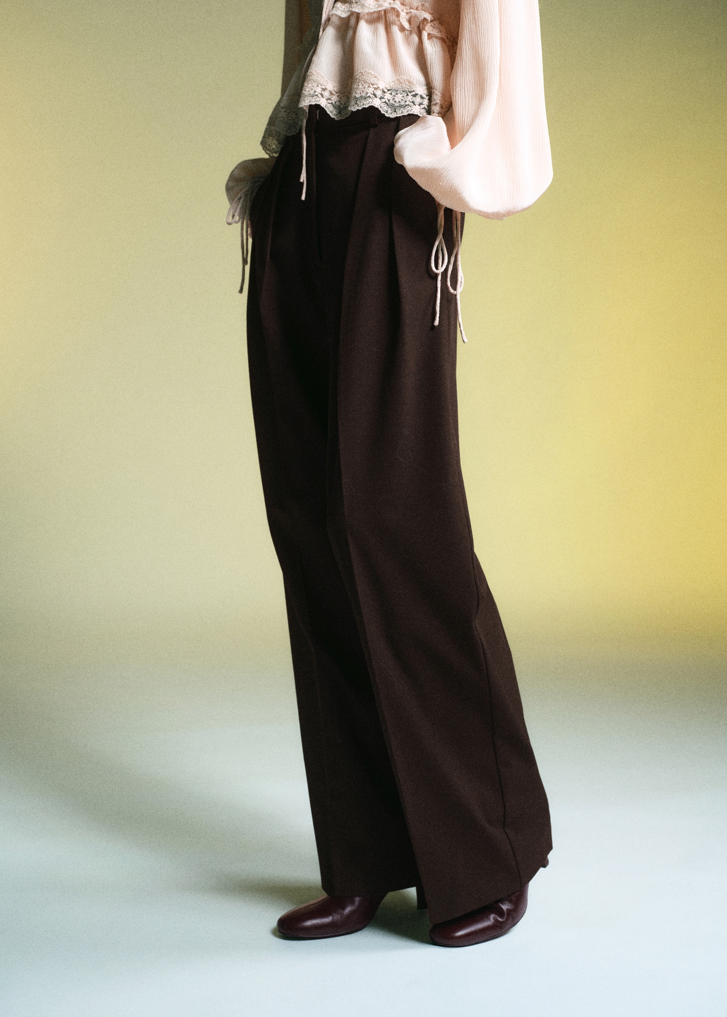 Wide-Leg Mid-Rise Pleated Trousers - Women | Mango United Kingdom