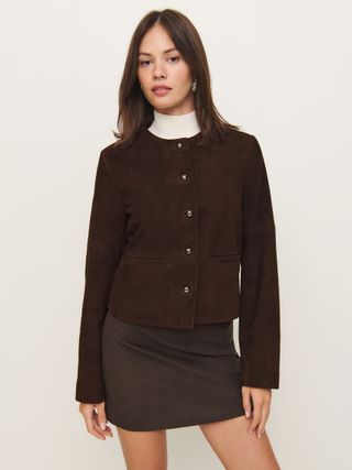 Reformation Veda Reed Jacke aus Maulwurfswildleder