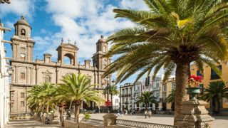 Gran Canaria town square with historical buildings