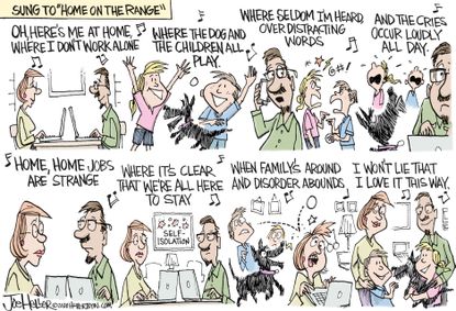 Editorial Cartoon U.S. home on the Range song social distancing stress