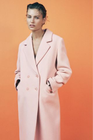 Zara Double Breasted Wool Blend Coat