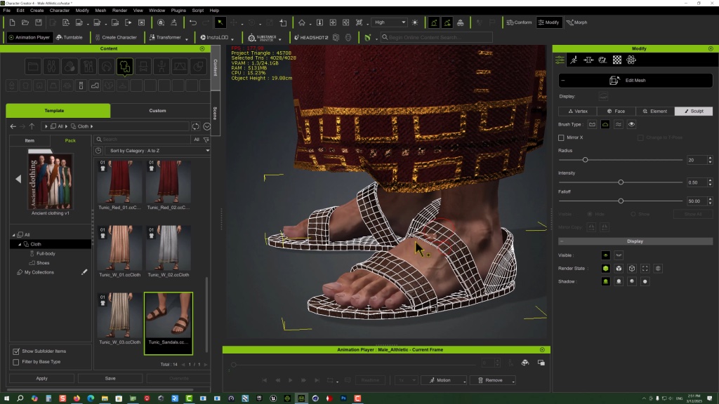 sandals in Reallusion software