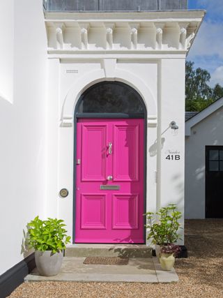 a pink front door