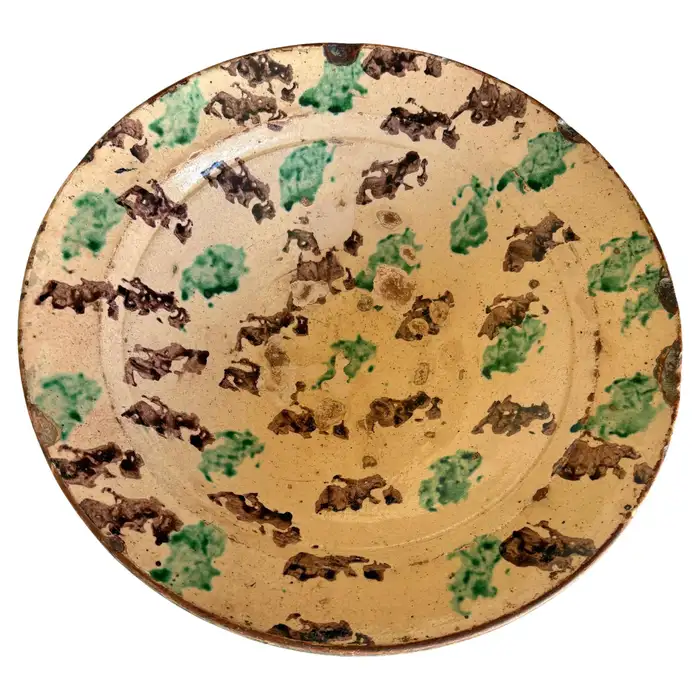 Late 19th Century French Spongeware Pottery Bowl