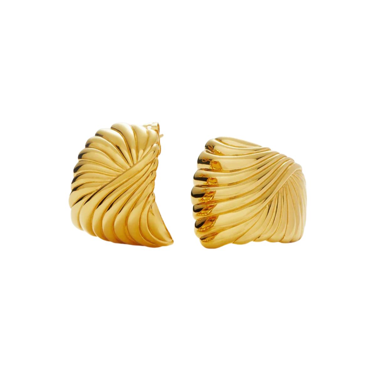 Ripple Oversized Stud Earrings - 18ct Gold Plated