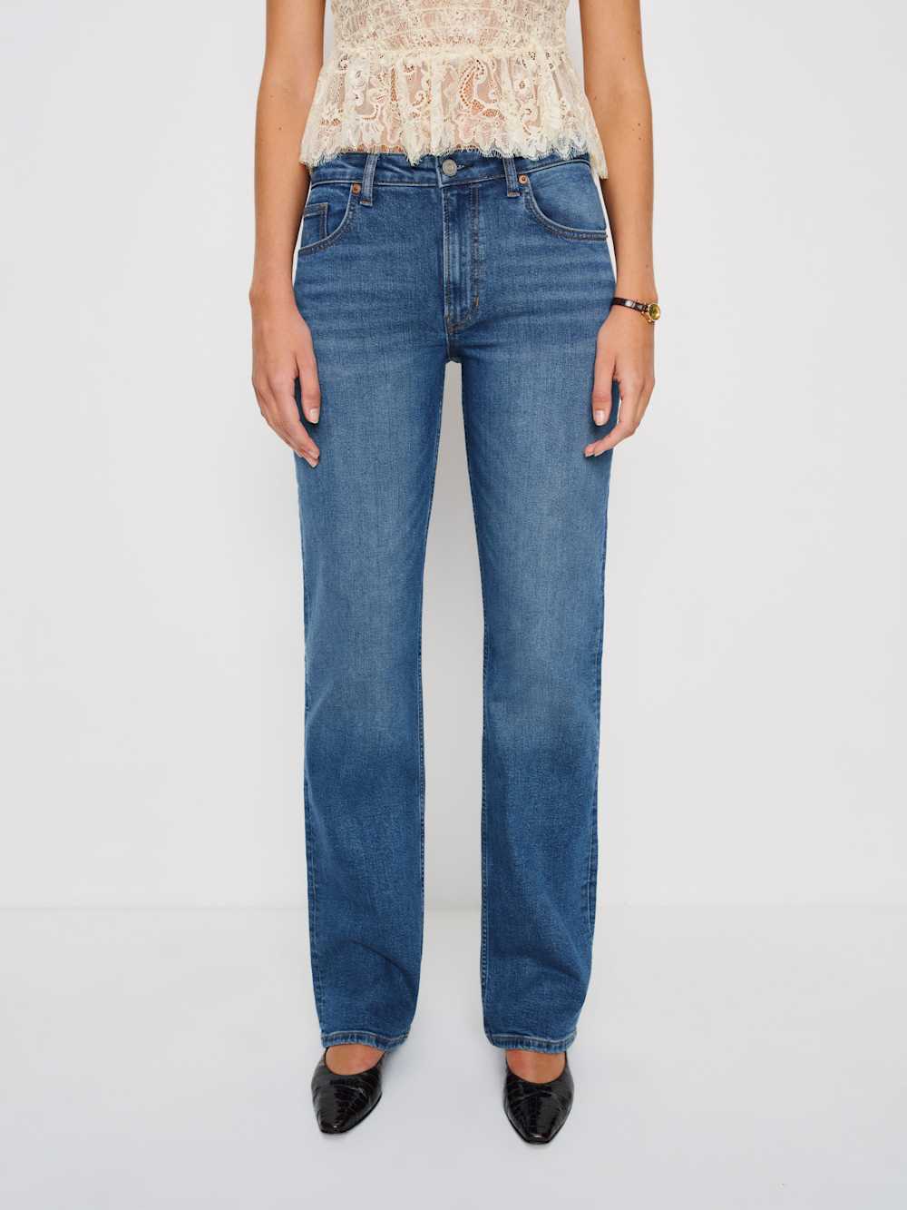 Elton Mid Rise Super Stretch Straight Jeans