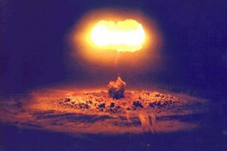 The Stokes atmospheric nuclear test, conducted at the Nevada Test Site on August 7, 1957, exploded from a balloon.