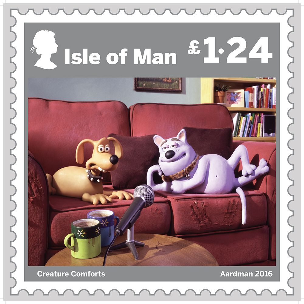 Trixie and Captain Cuddlepuss relax in this stamp from Creature Comforts