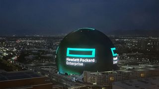 HPE branding pictured on the Las Vegas Sphere ahead of the HPE Discover 2024 conference.