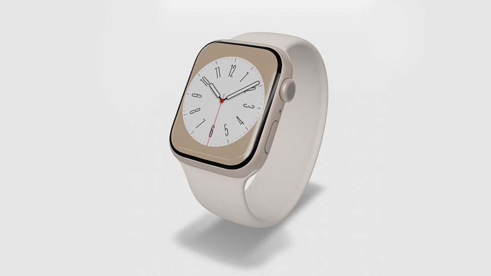 A off-white model of the new Apple Watch Series 8.