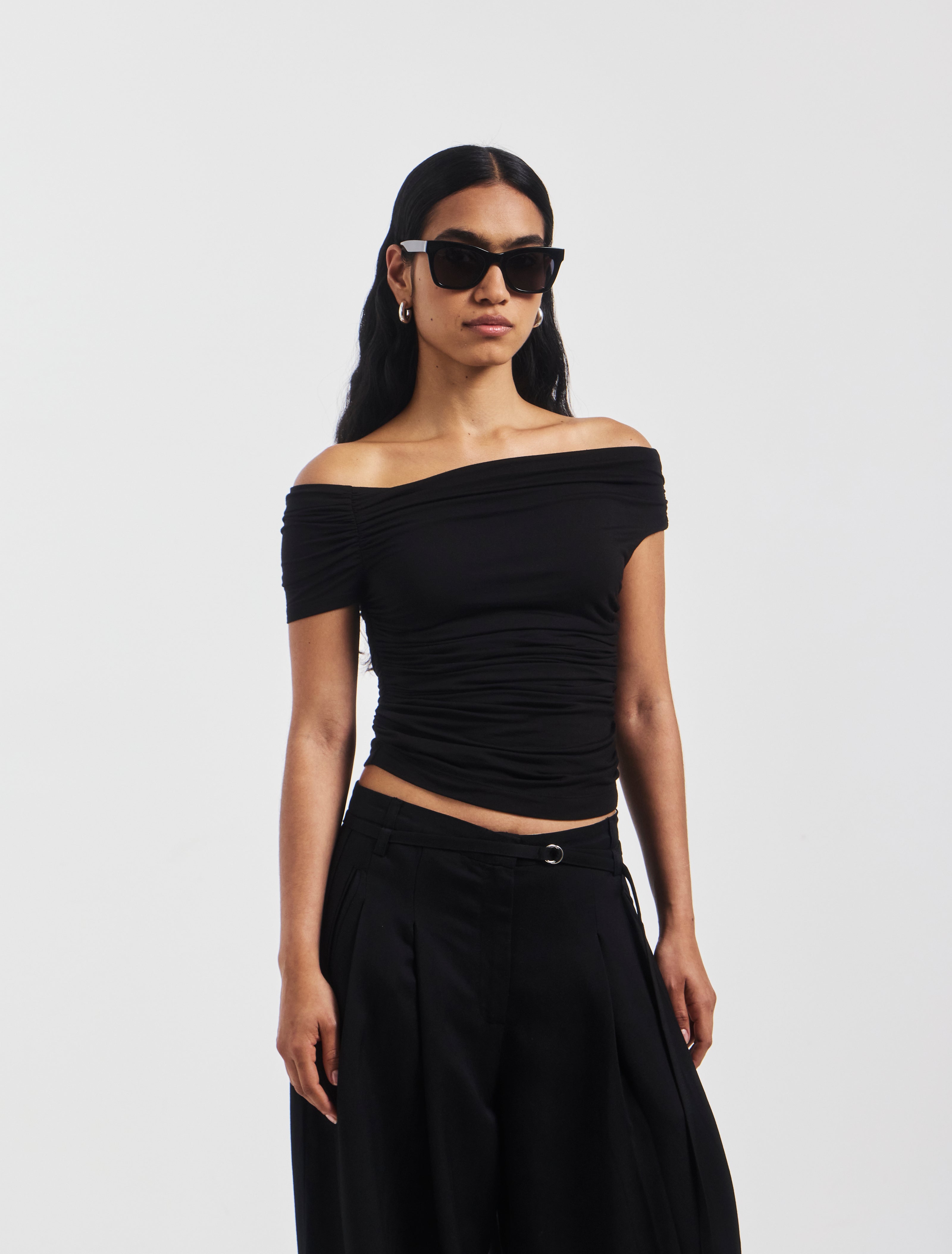 Katie Ruched Top in Black