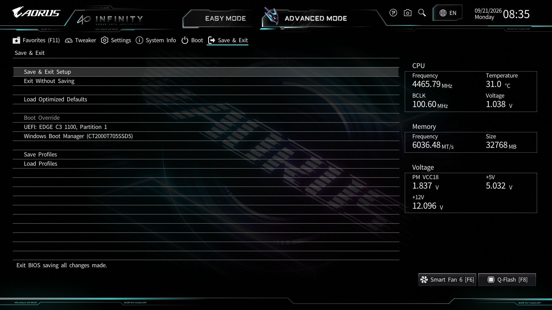 Gigabyte X870 Aorus Infinity - BIOS images