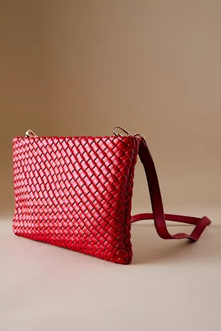 Melie Bianco Daisy Woven Faux-Leather Crossbody Bag