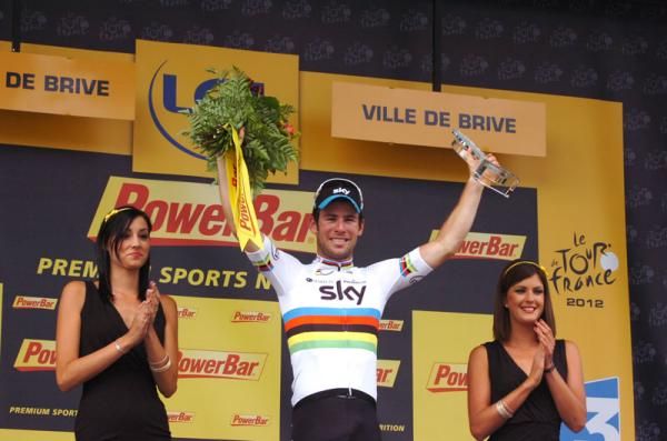 Mark Cavendish (Team Sky) on the podium after another stage win