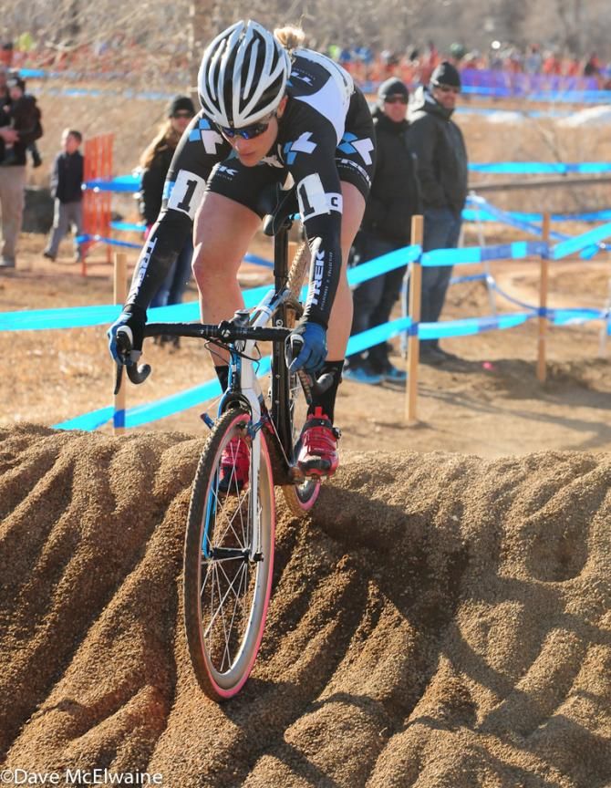 Katie Compton (Trek Cyclocross Collective) riding the sand pit for the last time