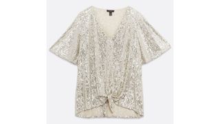 New Look curves silver sequin top
