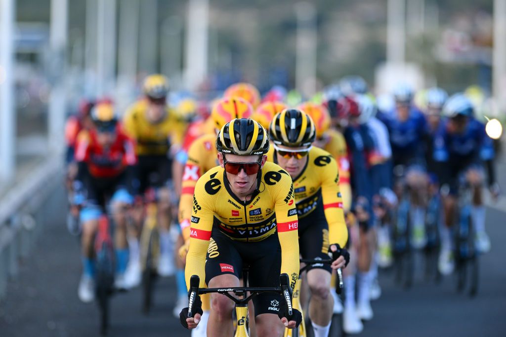 ALTEA SPAIN FEBRUARY 01 Koen Bouwman of The Netherlands and Team Jumbo Visma competes during the 74th Volta a la Comunitat Valenciana 2023 Stage 1 a 1894km stage from Orihuela to Altea VCV2023 VoltaValenciana on February 01 2023 in Altea Spain Photo by Dario BelingheriGetty Images