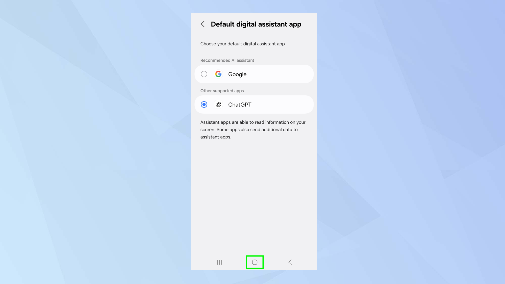 How to swap Gemini for ChatGPT as the default assistant in Android