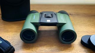 Front view of the olympus 8x25 wp ii binoculars