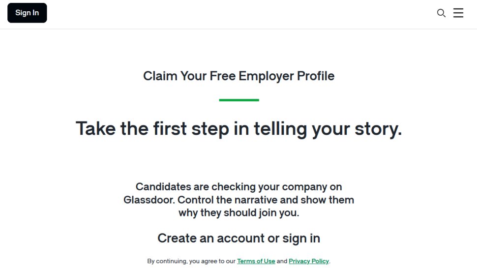 Glassdoor website screenshot (May 2025).