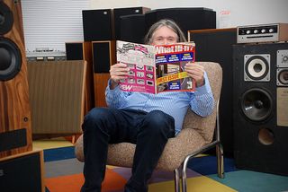 Peter Thomas reading the very first issue of What Hi-Fi? magazine